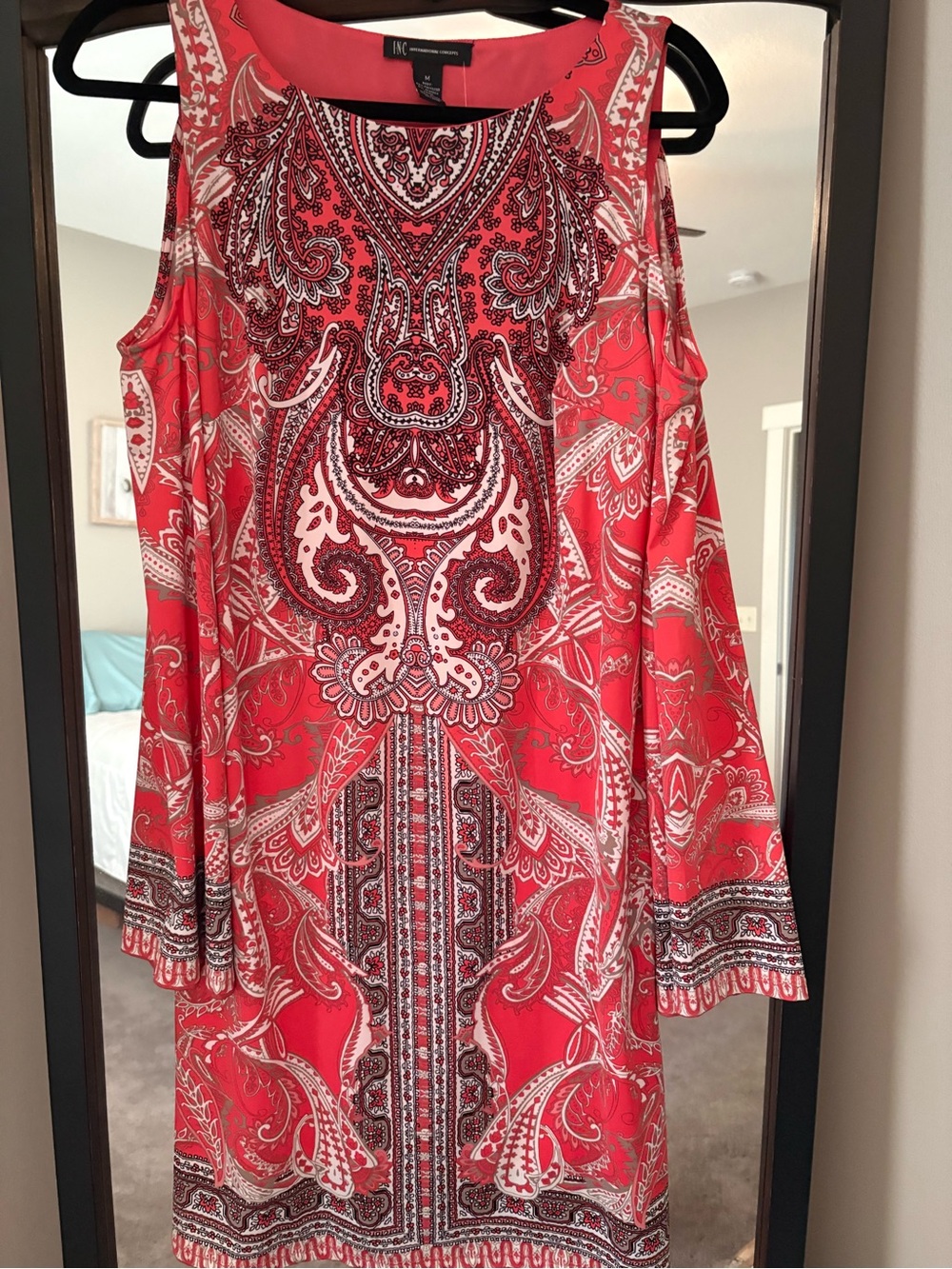INC International Concepts Paisley Cold-Shoulder Dress
